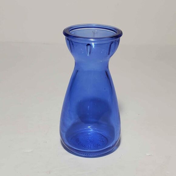 3 Small Glass Bud Vase Set Purple Blue Green - Picture 2 of 7